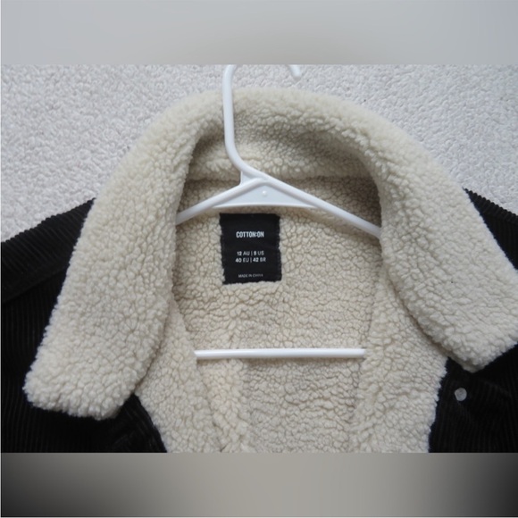 COTTON ON Sherpa Corduroy Black & White Chunky Fall Winter Jacket 8 - Picture 4 of 8